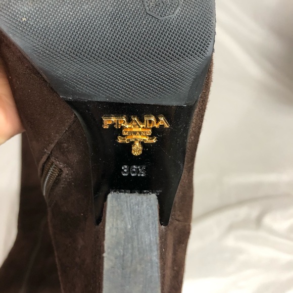 PRADA Brown suede boots size 36.5 - Picture 3 of 8